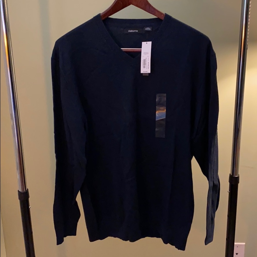 Claiborne Cotton/Cashmere V-Neck Sweater